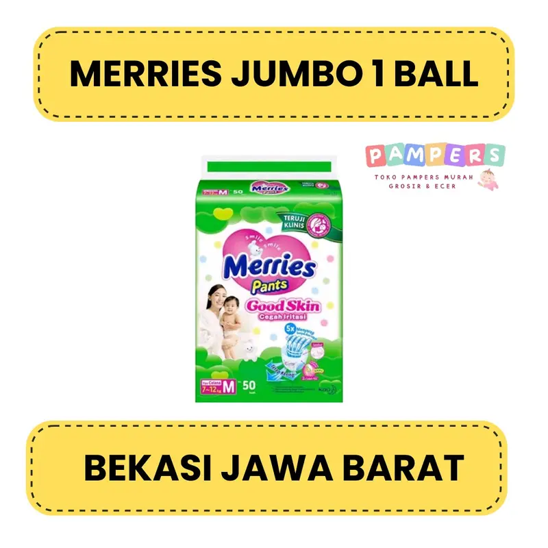 POPOK BAYI MURAH MERRIES PANTS JUMBO 1 BALL M50 / L44 / XL38 / XXL28 Diapers Bayi 1