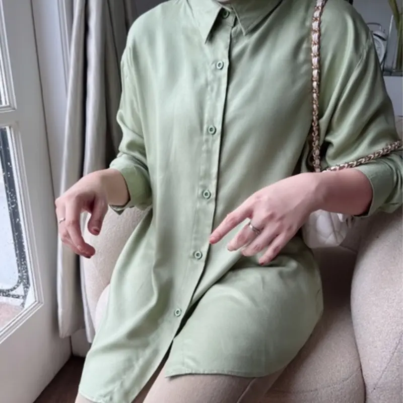 Kemeja Polos Rayon Twill Wanita Korean Style By Mylismaiiez 0