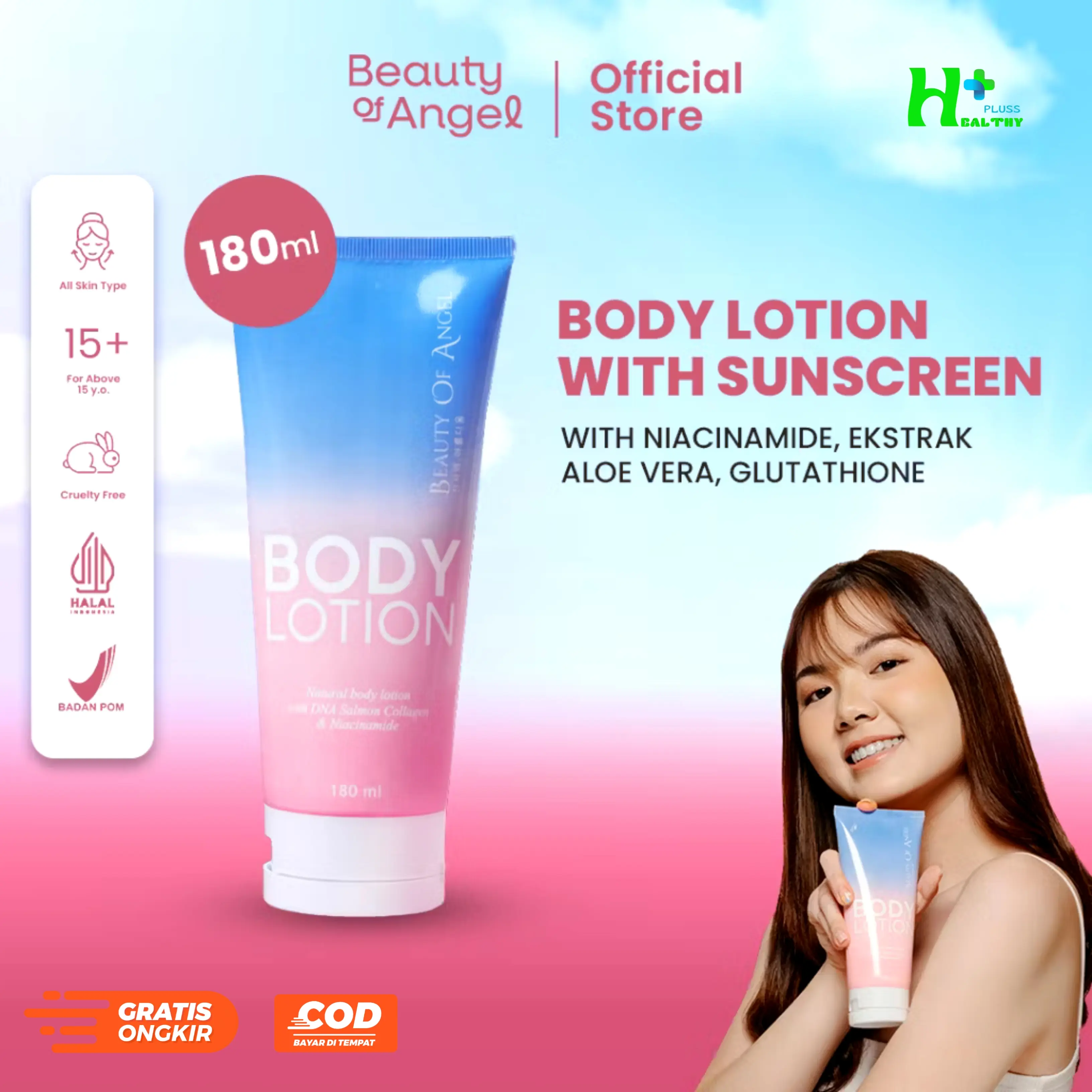 Beauty Of Angel Body Lotion With Sunscreen Pencerah Kulit Tubuh | Memutihkan Melembutkan dan Mencerahkan Kulit Kusam