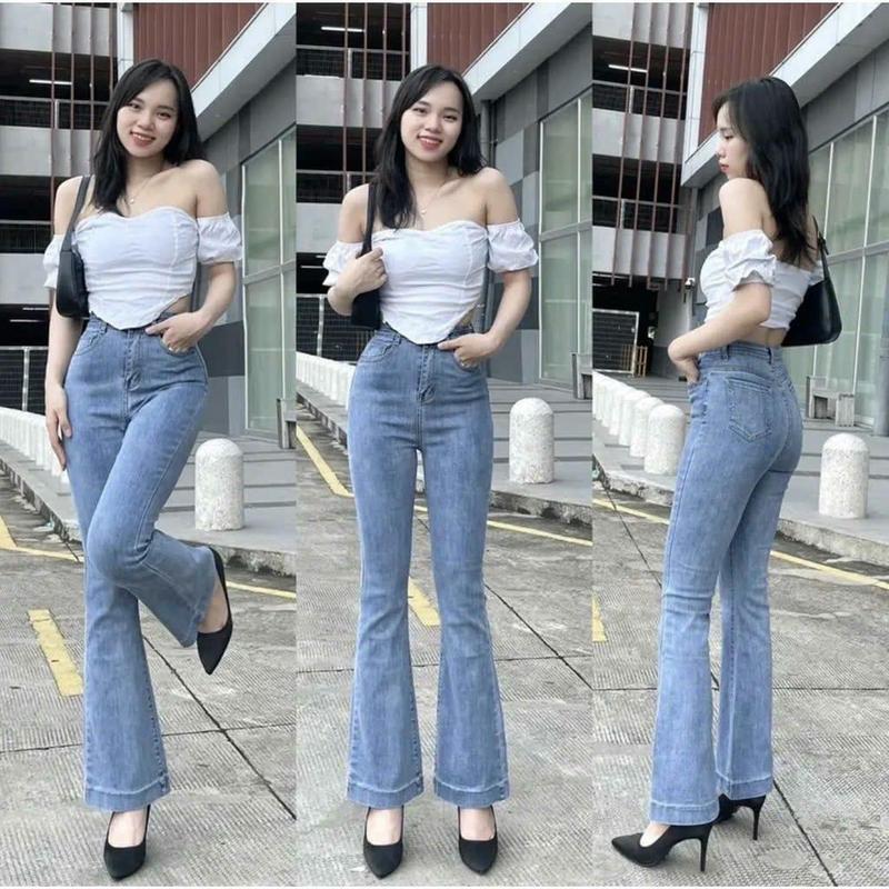 Product Introduction of Quần jeans Nữ Ống Loe Trơn Cạp Siêu Cao Co Giãn 4 Chiều Hách Dáng Cá Tính Thời Trang 7