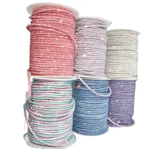 Rhinestone Rope Aksesoris Tas Baju Gaun Tali Handphone Tali Sepatu Rhinestone Bling Luxury Shoelaces Mewah Katun 4mm 6 Baris x 91,5cm Kristal untuk Sepatu Tas Pakaian Dekorasi Rumah