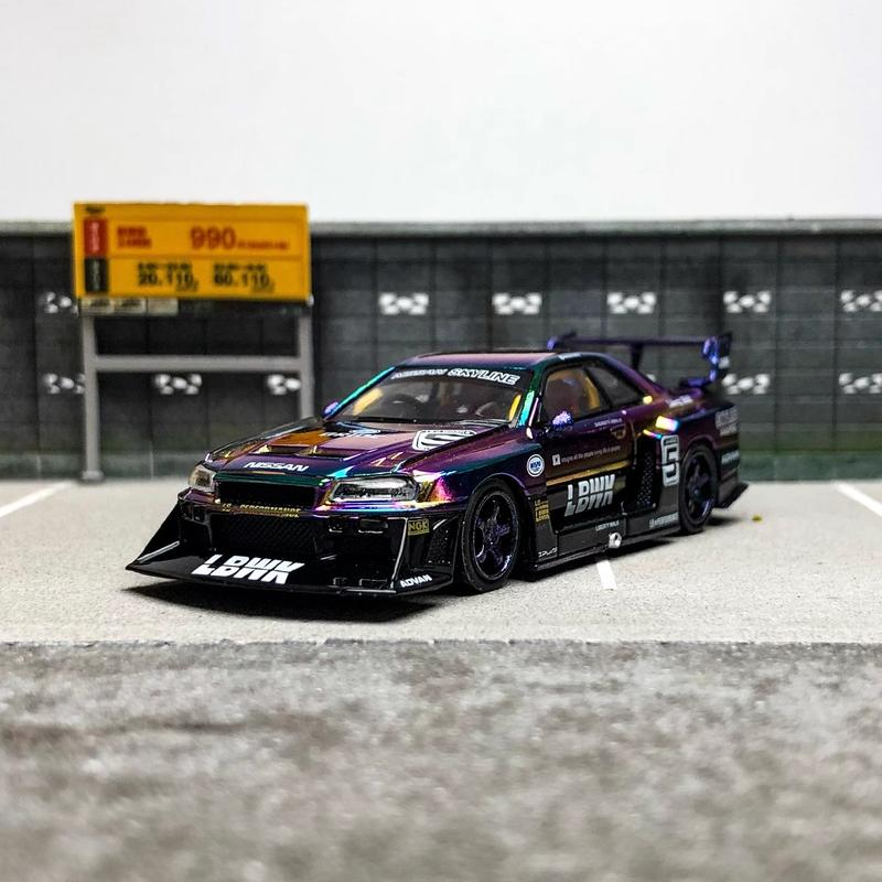 Product Introduction of CM Model 1 64 Nissan ER34 electroplated seven color delivery wheel hub alloy car model Alloy Diecast Car Model Collection 12