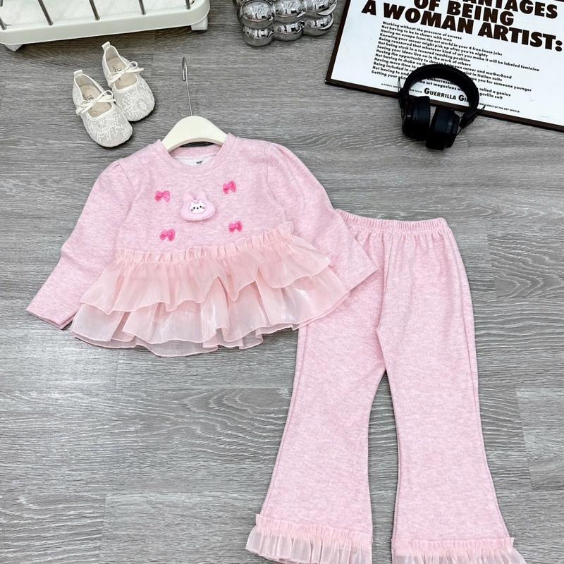  Set Bộ QC Quần Ống Loe Chất Liệu Len Lông Thỏ Siêu Mềm Cho Bé Gái Từ 10Kg-20Kg 