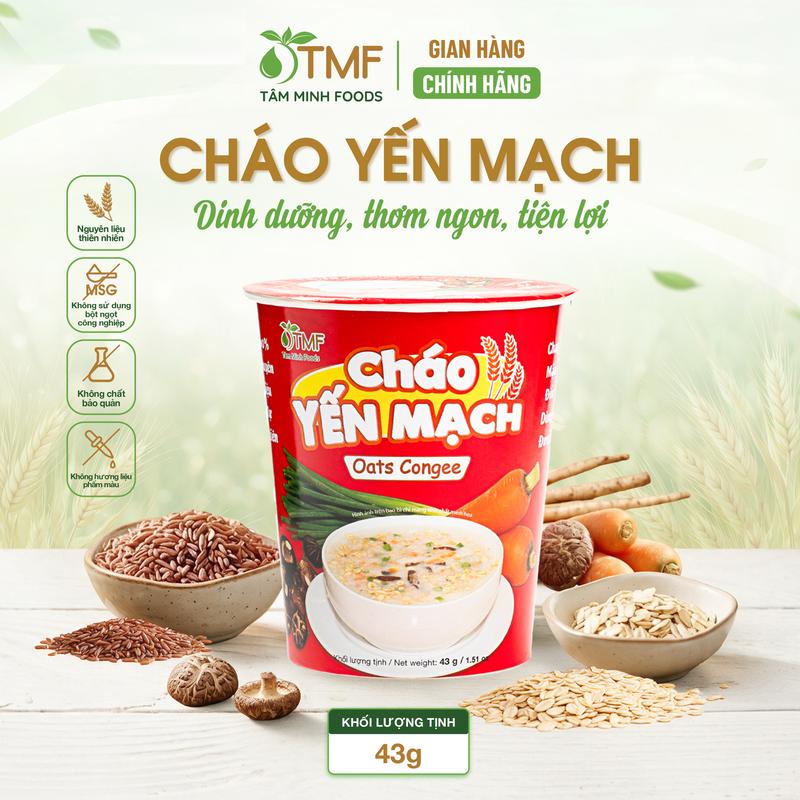 Cháo yến mạch gạo lứt ly 43g Ăn Liền, Tiện Lợi - TÂM MINH FOODS