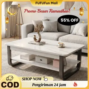 [Catatan:Hadiah gratis adalah layanan purna jual. Hadiah gratis kirim 24 jam, rusak ganti baru!]FUFUFun Meja Tamu Besi Furnitur 80CM/100CM Meja Kopi Meja Pola Marmer Solid Meja Tamu Sederhana Meja Ruang Tamu Furniture