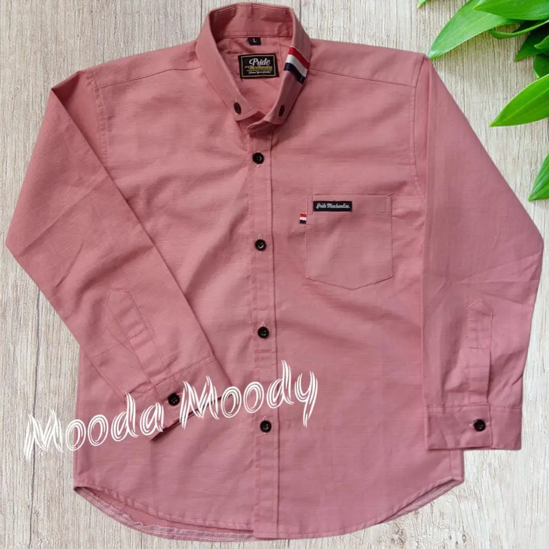 Kemeja Anak Laki Laki Lengan Panjang Warna Dusty Pink Kemeja Anak Lengan Panjang Warna Peach Kaos