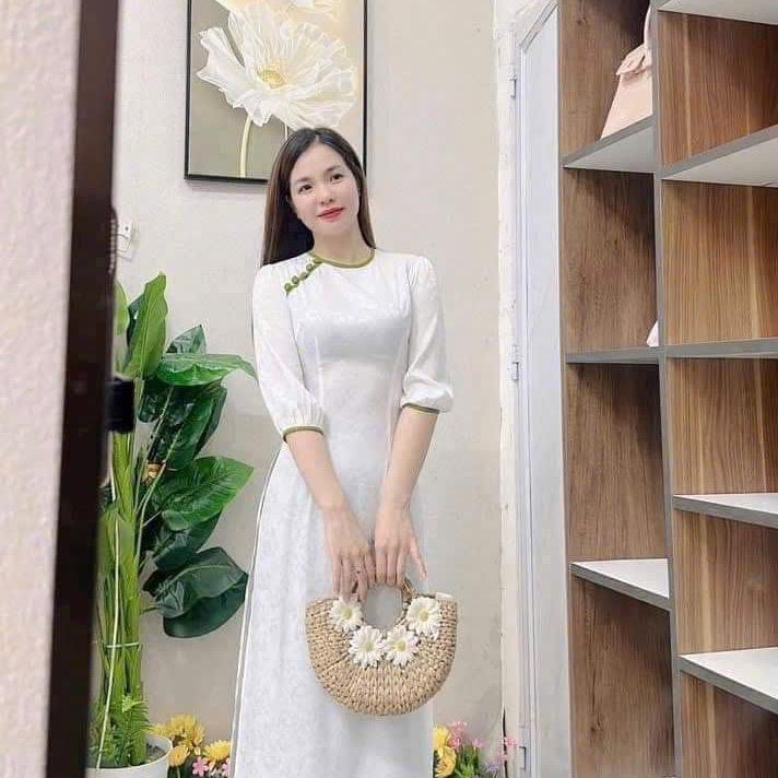 Sét  áo  Dài  Kim Cương  Phom Sơ Mi tay Bồng- Áo Dài BiGSize  nhà Beo