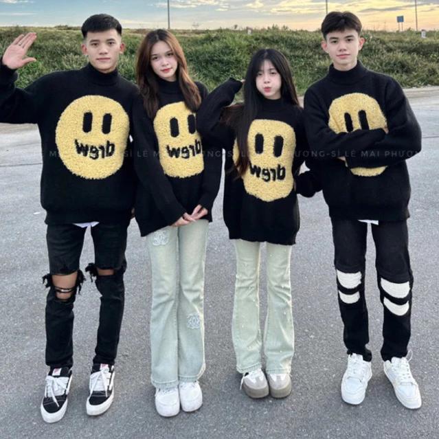  Áo Len cao cổ Dày Dặn Mẫu Mới- Áo Len mặt cười Nam Nữ Hàng QCCC L1 Chính Hãng Mẫu Mới Hottrend 