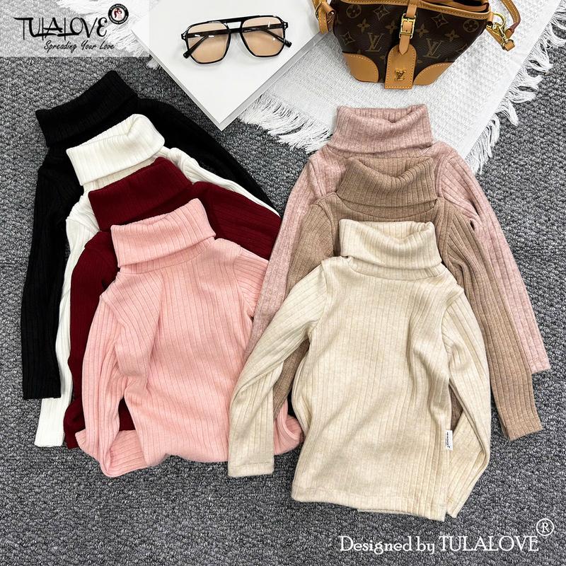 Áo Cổ Lọ Bé Gái Vải Len Tăm Mềm Mịn Thu Đông Giữ Ấm Cho Bé Gái Tulalove