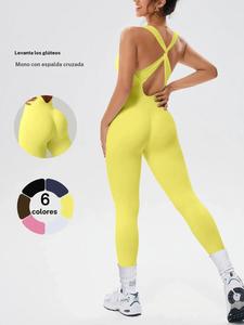 Mono deportivo para mujer con espalda cruzada, de alta elasticidad y resistencia al desgaste, con relleno removible que realza las curvas