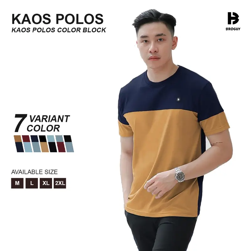 BROGUY Kaos Polos Color-Block Casual Combed 24s Tebal Nyaman 0