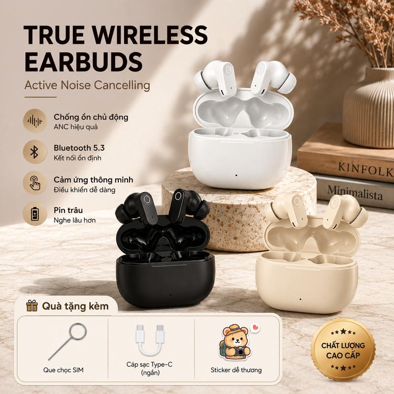 [NEW2026] Tai nghe Bluetooth TWS âm thanh cao cấp, bass mạnh mẽ, kết nối ổn định, chống ồn thông minh, cảm ứng nhạy, thiết kế nhỏ gọn sang trọng, phù hợp mọi nhu cầu từ nghe nhạc đến gọi điện