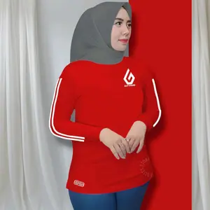Baju Olahraga Wanita Lengan Panjang Kaos Running Muslimah Lari Gym Senam Bulutangkis Sport Sporty