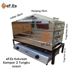 eF.Es Kukusan Jumbo untuk Kompor 2 Tungku Kukusan 2 Tingkat Panjang 75cm Lebar 35cm Tinggi Body 37cm eF.Es Kukusan Kompor 2 Tungku susun