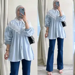 RUMIA BLOUSE MOTIF RENDA KATUN POPLIN ATASAN WANITA