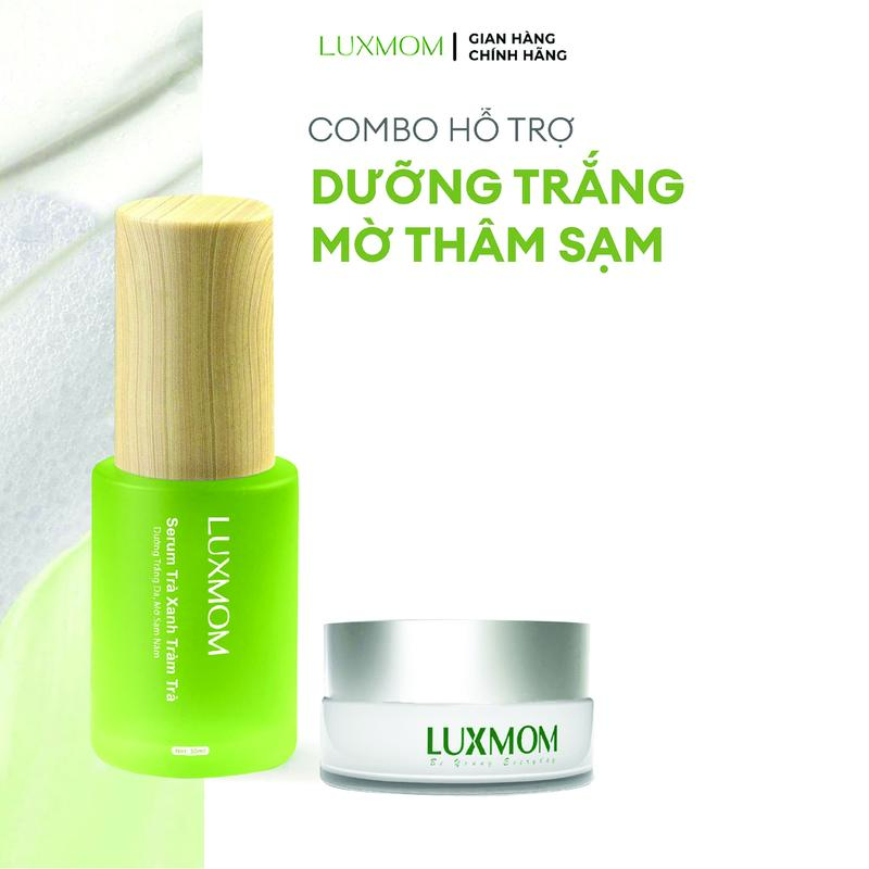 Combo Làm Đẹp Gồm Kem Rau Má Luxmom + Serum Trà Xanh Tràm Trà - Hỗ Trợ Dưỡng Ẩm, Giúp Dưỡng Trắng Làm Đều Màu Da
