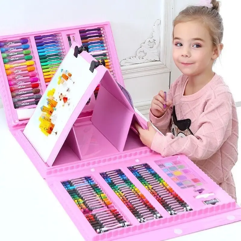 GROSIR Crayon Set 208 Pcs dan 150Pcs Pensil Krayon Warna Lengkap Art Set Menggambar dan Mewarnai Seni Melukis Anak Stationery 7