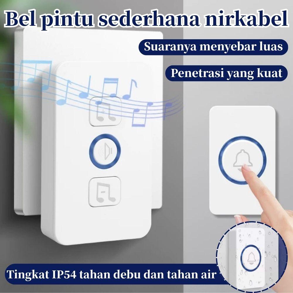 Bel pintu digital, bel pintu nirkabel rumah satu-ke-satu, bel pintu dengan kendali jarak jauh musik, tombol panggilan volume keras jarak jauh untuk lansia, volume yang dapat disesuaikan, bel pintu nirkabel antiair.