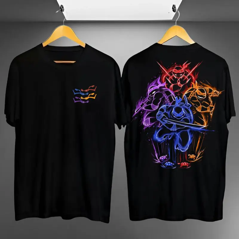 Baju Kaos Distro Kura Kura Ninja Warna / Atasan Cowok Lengan Pendek Terlaris / Kaos Cowok Trends 0