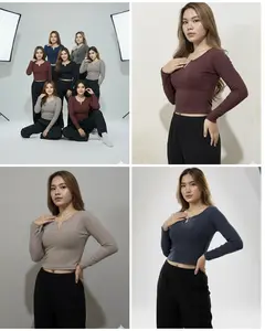 Alle Atasan Croptop Lengan Panjang Wanita Nyaman