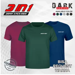 Paket 3 Baju Kaos Olahraga Pria Lengan Pendek Pakaian Sport Bahan Dry Fit Nyaman Menyerap Keringat