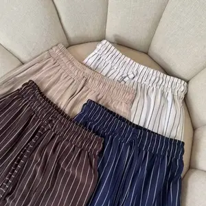Celanakulot - Everyday Pants - Strips Pants Bangkok - Celana Panjang Wanita Baggy Kantor Kuliah Motif Garis Kulot Pinstripe