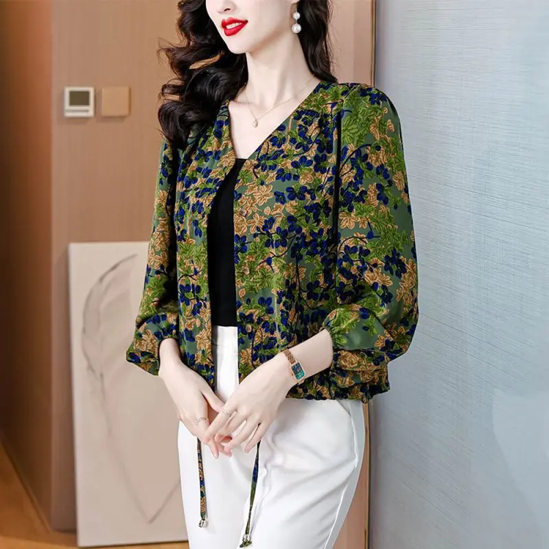 kemeja cetak temperamen gaya baru wanita atasan elegan 1