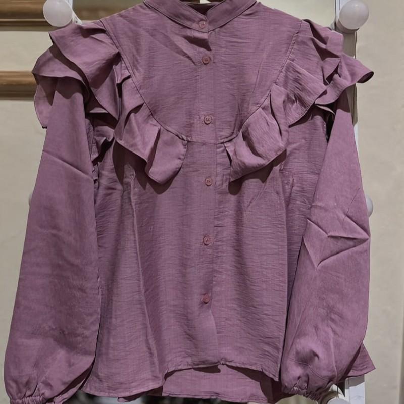 AMP ID Blouse Atasan Kemeja Wanita Kekinian Mewah Elegant Formal Dan Non Formal Blouse Rafella Baju Atasan Panjang Casual Remaja Muslim Basic Dewasa Simple Linen 6
