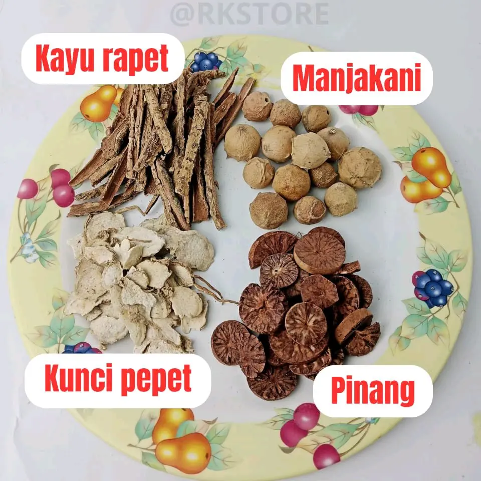 Paket JSR Manjakani, Pinang, Kunci Pepet/Temu Rapet, Kayu Rapet Rempah Herbal Kering Tea