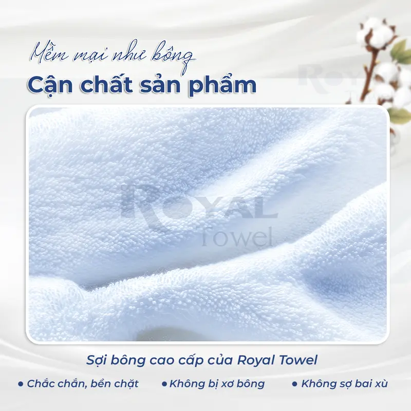 Khăn tắm khách sạn Royal 60x120cm với sợi bông cotton dày thấm hút tốt Nhà Tắm 2