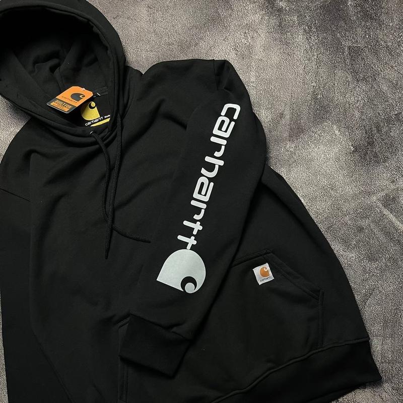Hoodie Carhartt Spellout Premium Sweater Hoodie Carhartt Basic Logo  Jaket Hoodie Carhartt Hitam XXL