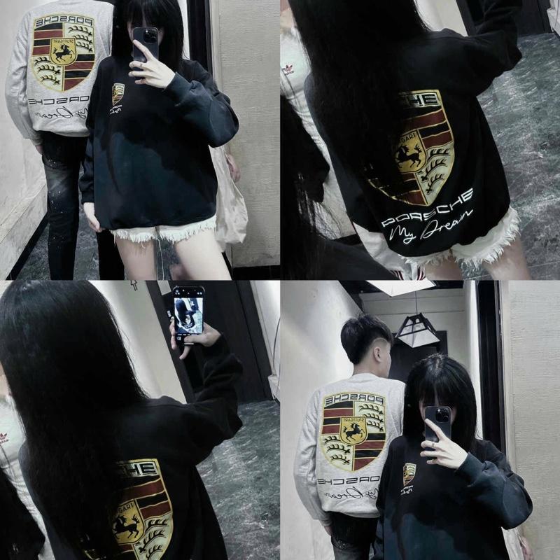 Áo Nỉ Sweater Porsche - Chất Nỉ Bông QC Dầy Dặn Không Xù - Nam Nữ Mặc Được - NT Shopp  Top  Women Hoodie Cổ Tròn