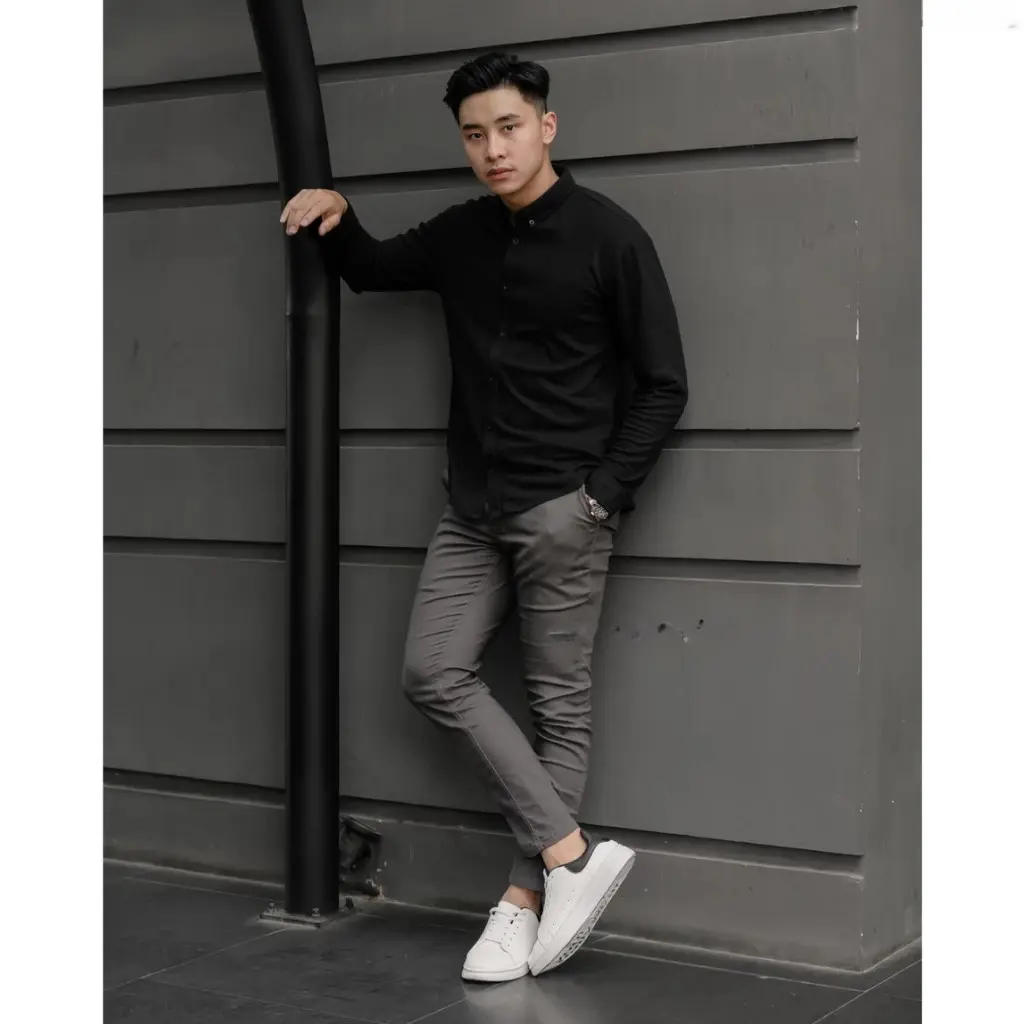 CELANA PRIA CHINO Slimfit Panjang Kantong Katun Stretch Twill Baggy Casual Formal Santai Kantor ABU - CNB