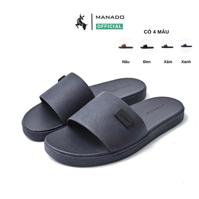 Dép da nam MANADO kiểu quai ngang mã MND30 Dép lê nam chất liệu da nubuck đế cao su chống trượt khâu chắc chắn fullbox thích hợp đi chơi đi biển