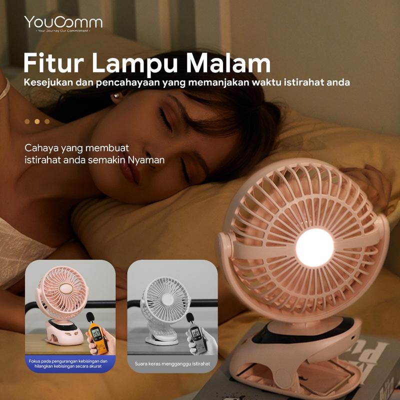 Youcomm 15000 mAh Kipas Angin USB Clip Mini Fan Rotating Kipas Angin Meja Mini Jepit Portable LED Display Portable Fan Aromaterapi Kipas Angin N33 2