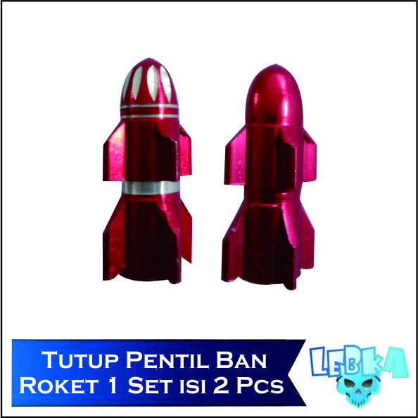 Tutup Pentil Model Roket Variasi Mur Aluminium Universal Sepeda Motor dan Mobil 1 set isi 2 pcs