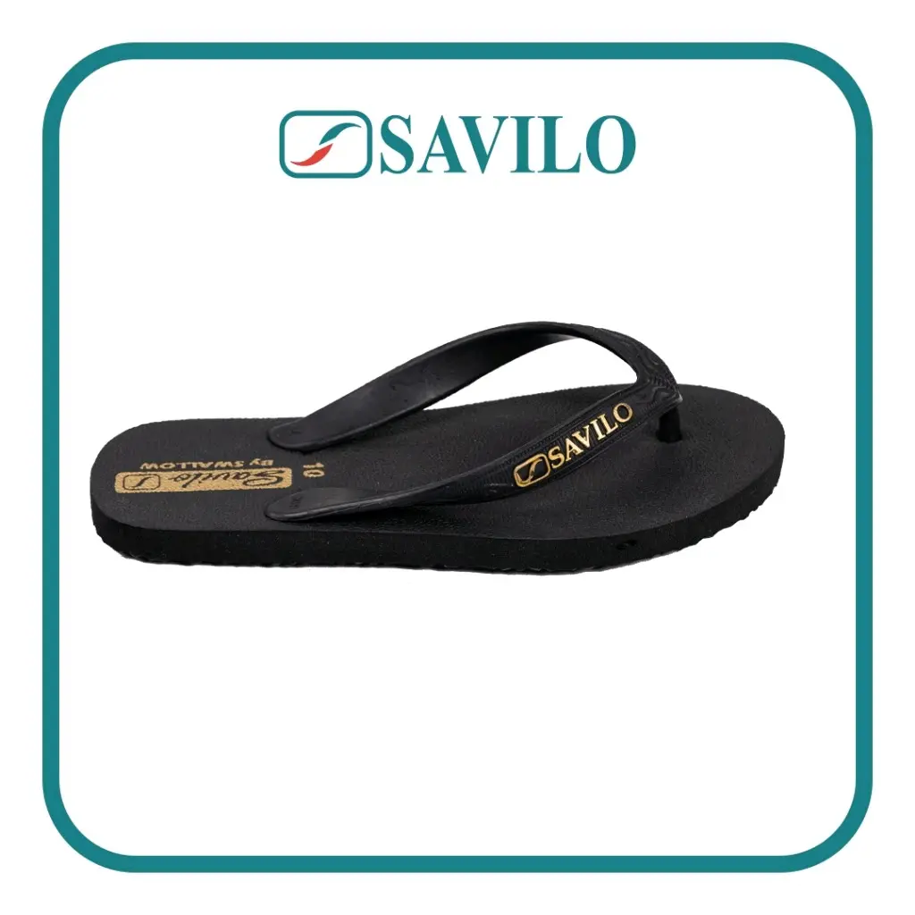 Sendal Jepit karet SWALLOW Savilo Black Gold, Model Sporty Fashionable, Nomor 9,5-11, Awet dan Nyaman Digunakan - Pria Sandal Hitam