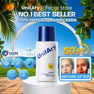 【Rekomendasi Artis】UNITARY Global Suncare Physical Sunscreen UV Protector SPF 50+ PA++++ 50ML for Mixed Skin Non Acne Menyesuaikan keseimbangan air dan minyak Mengurangi jerawat bruntusan dan kusam Mudah diserap