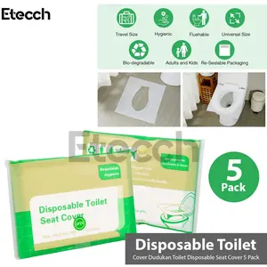 Cover Dudukan Toilet Disposable Seat Cover 5 Pack Plastik Ukuran Universal 35.5 x 43 cm Ramah Lingkungan Praktis untuk Bepergian