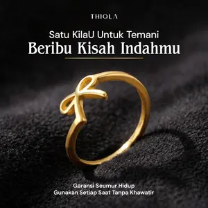THIQLA - Cincin Pita Farrah - Cincin Mirip Emas Asli - Cincin Kecil Elegan Tipis - Stainless Bukan Cincin Pita Titanium Mirip Cincin Titanium Ori 2025