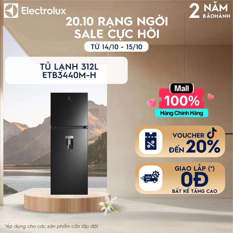 [MỚI] Tủ lạnh ngăn đá trên Electrolux ETB3440M-H 312L Ngăn đông mềm, lấy nước ngoài