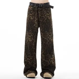 Celana Jeans Pria Terbaru Motif Macan Tutul - Vintage Cut Lurus Longgar Santai & All Match Gaya Distro