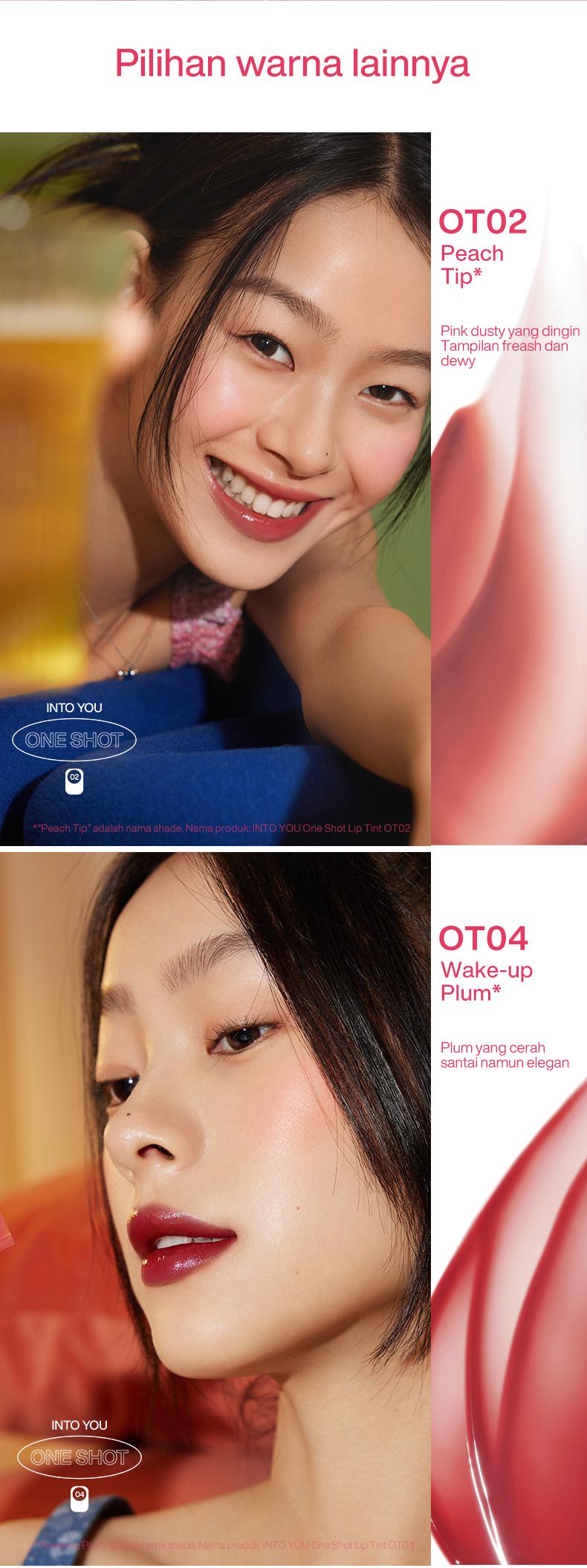 INTO YOU One Shot Lip Tint Glossy Water Finish Ringan Tahan Lama Tidak Transfer Bibir Lembap Natural