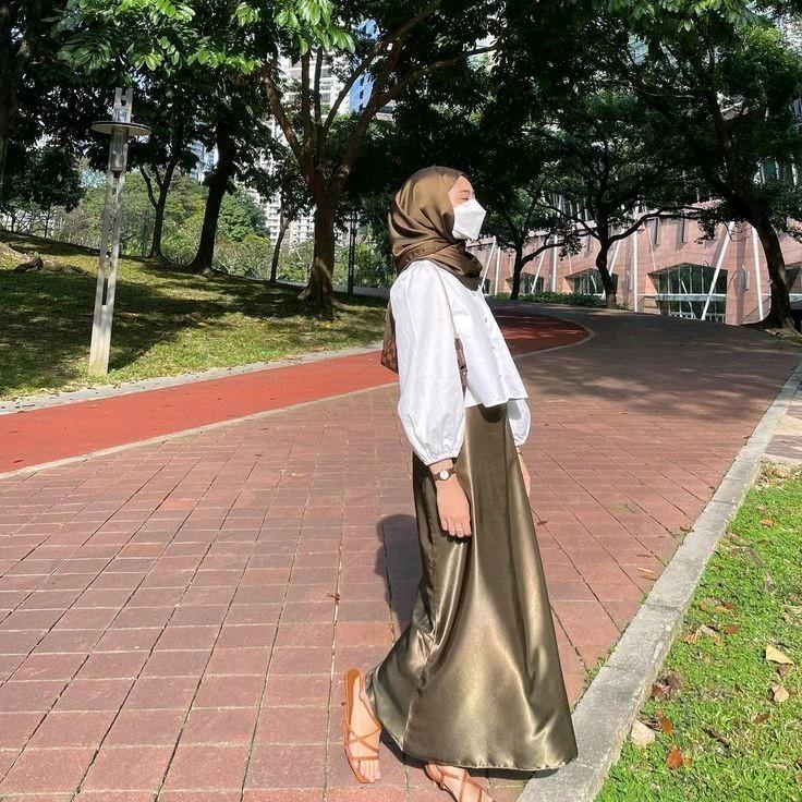 Rok Panjang Basic Satin A Line Saten Skirt 3