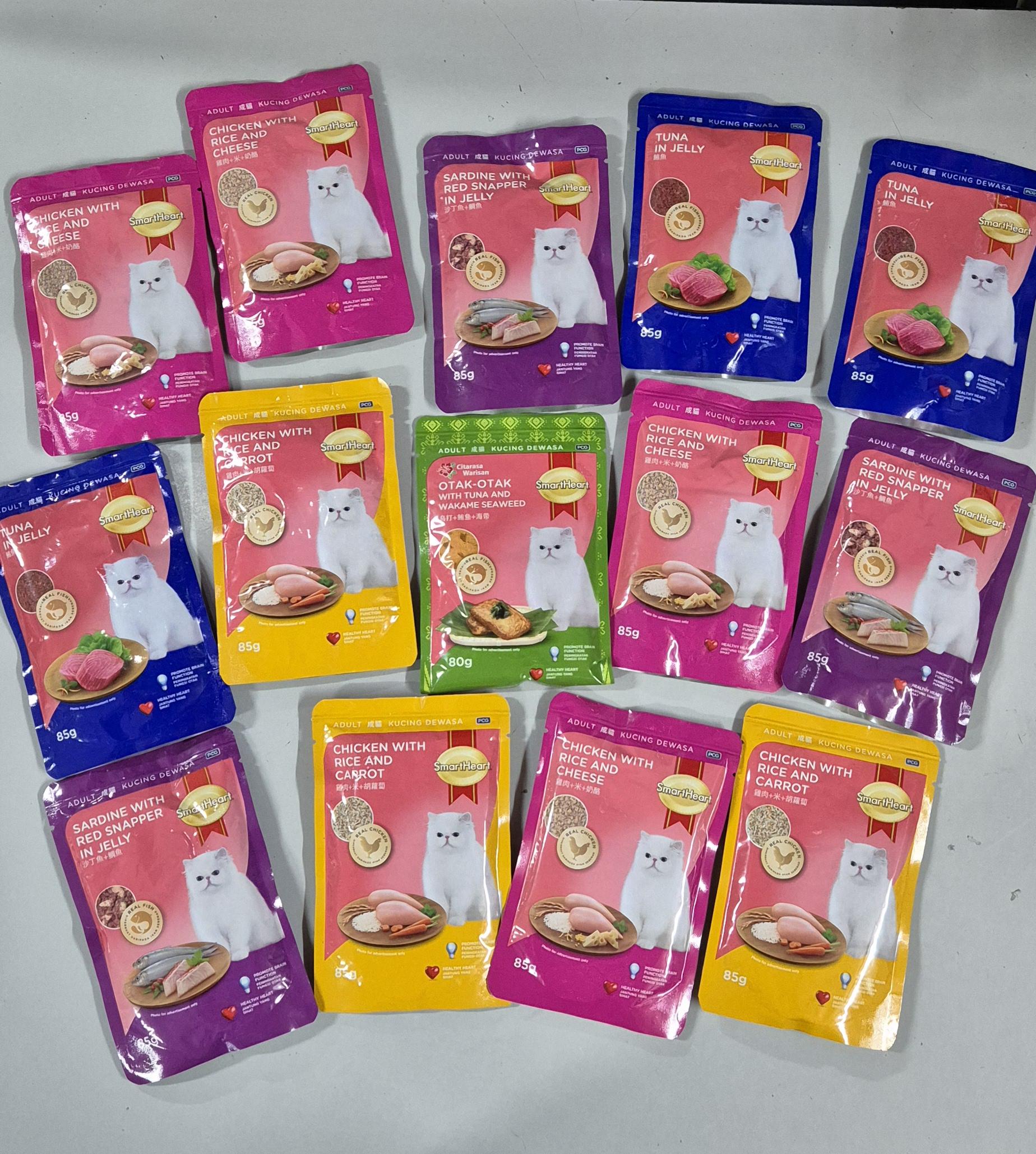 (12xPacks) SmartHeart Pouch Mix Wet Cat Food Feed 85gram [Smart Heart]