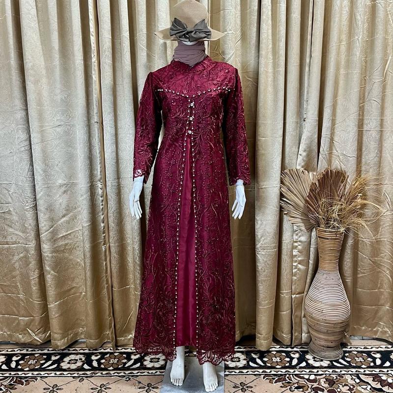 GAMIS MEWAH BK PINTU FULL BRUKAT //OOTD//BRIDESMAID//WARNA BURGUNDY//BAJU KONDANGAN //GAUN PESTA //BAJU KONDANGAN MURAH 6