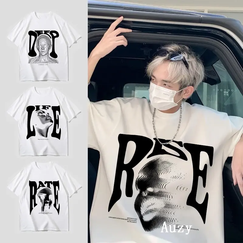 Baju Oversize T-Shirt Distro Bintang Cowok Auzy Rise Mode Korea Kaos Pria Wanita - Keren, Combed
