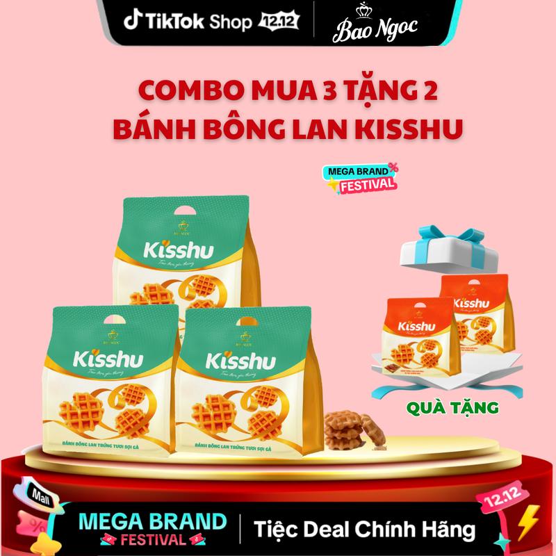 ĐA KHO X Combo Mua 3 Tặng 2 Mua 3 Bánh bông lan Kisshu trứng tươi sợi gà + Tặng 2 Bánh bông lan Kisshu vị thịt nướng bbq
