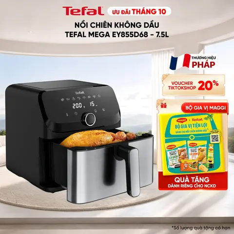 Nồi chiên không dầu điện tử Tefal EasyFry Mega Black EY8558E0 EY855D68 7.5L - Black/Grey