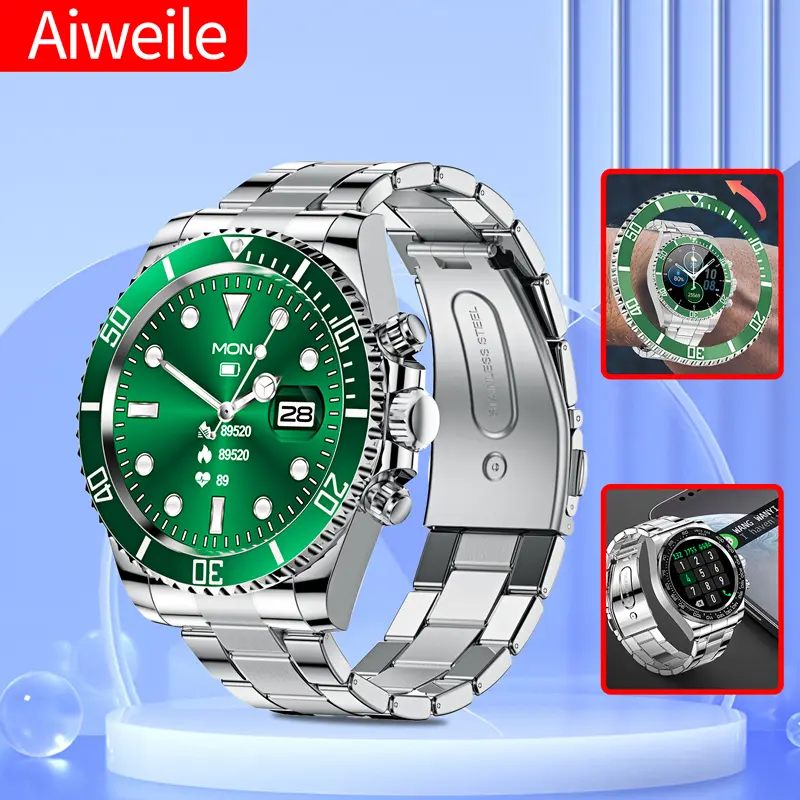 Aiweile - Đồng hồ thông minh AW12 dành cho Android IPhonenam, Chế độ thể thao, theo dõi calo, theo dõi khoảng cách, theo dõi nhịp tim, Android ,Bluetooth , di động, cuộc gọi không dây (thực hiện, trả lời / từ chối), quà tặng cho bạn bè Smartwatch Watch